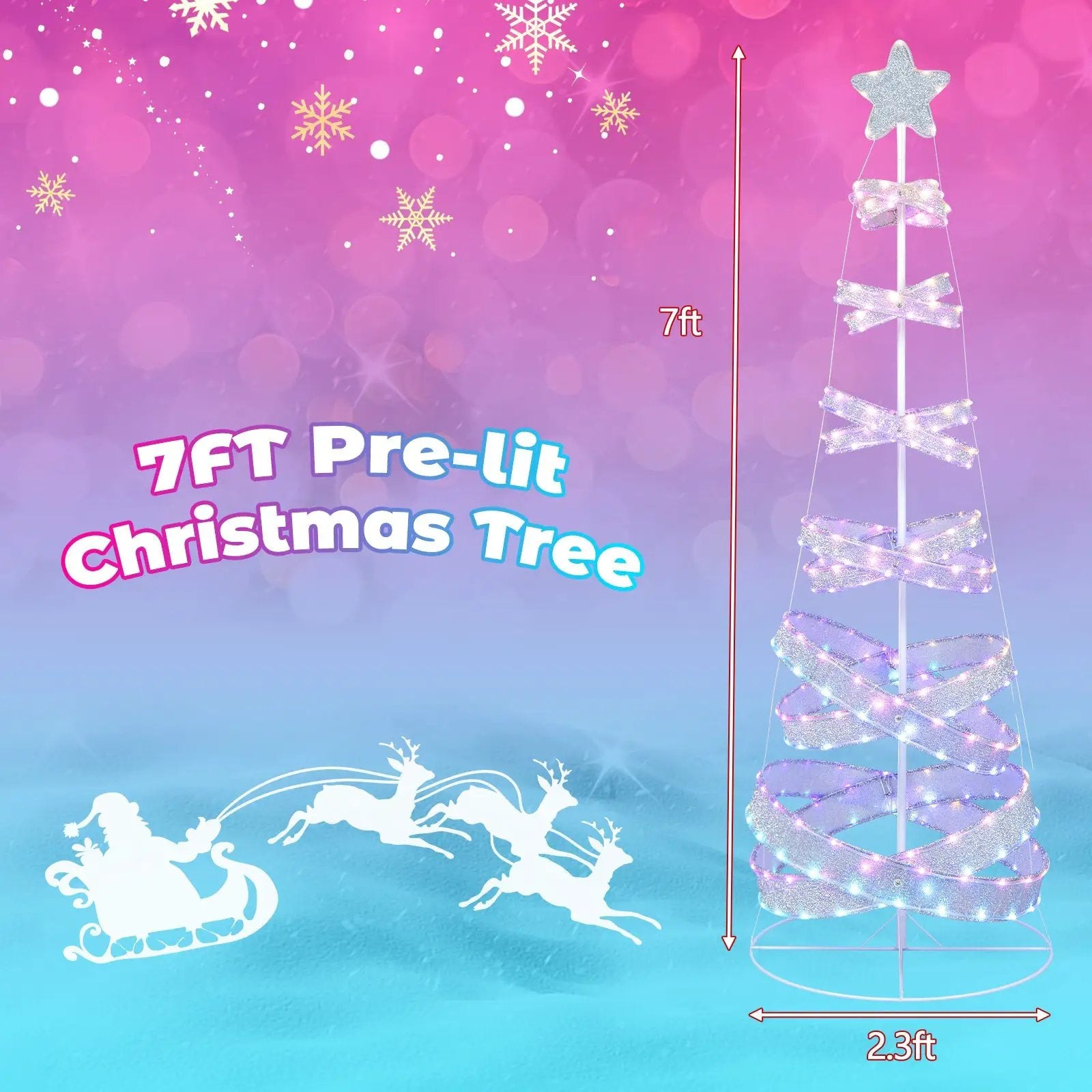 7 Feet Outdoor Spiral Christmas Tree for Party Xmas New Year Decoration by DirectDeals