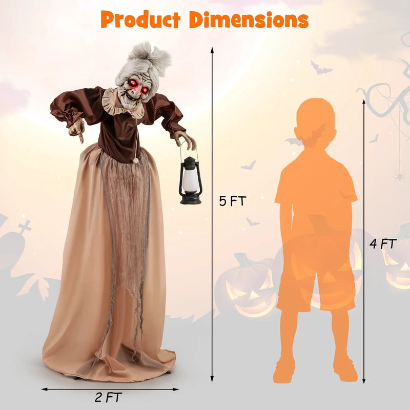 Life-Size Halloween Animatronic Moving and Talking Old Lady Hag Prop by DirectDeals