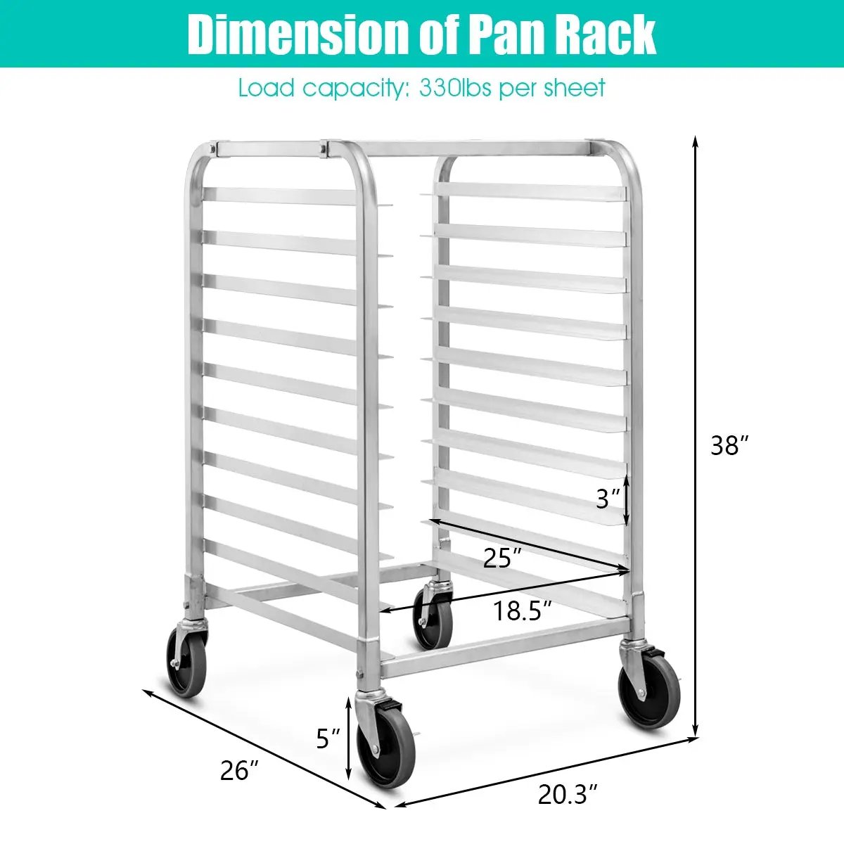 10 Sheets Aluminum Rolling Bakery Pan Rack by DirectDeals
