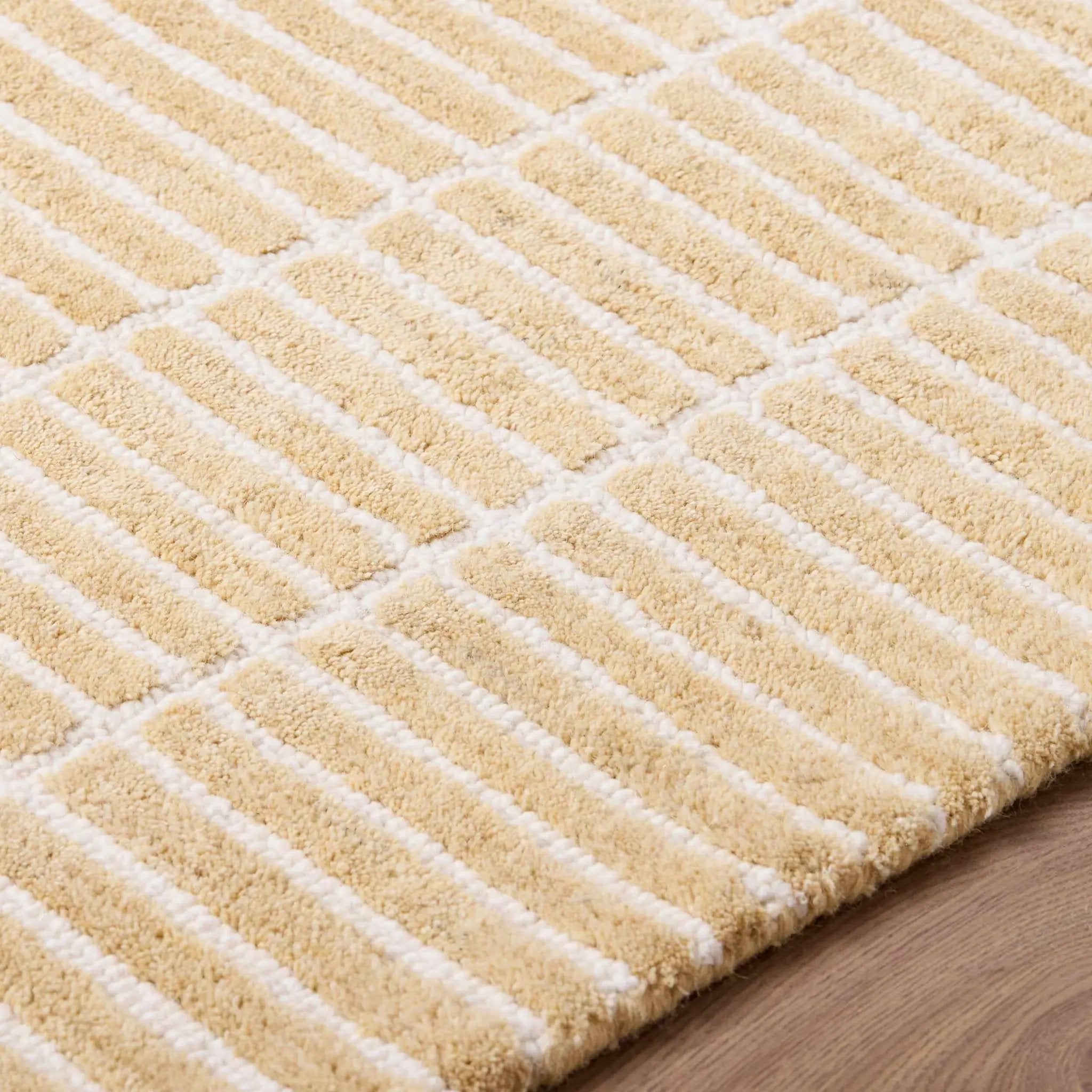 Finial Yellow Wool Area Rug by Boutique Rugs