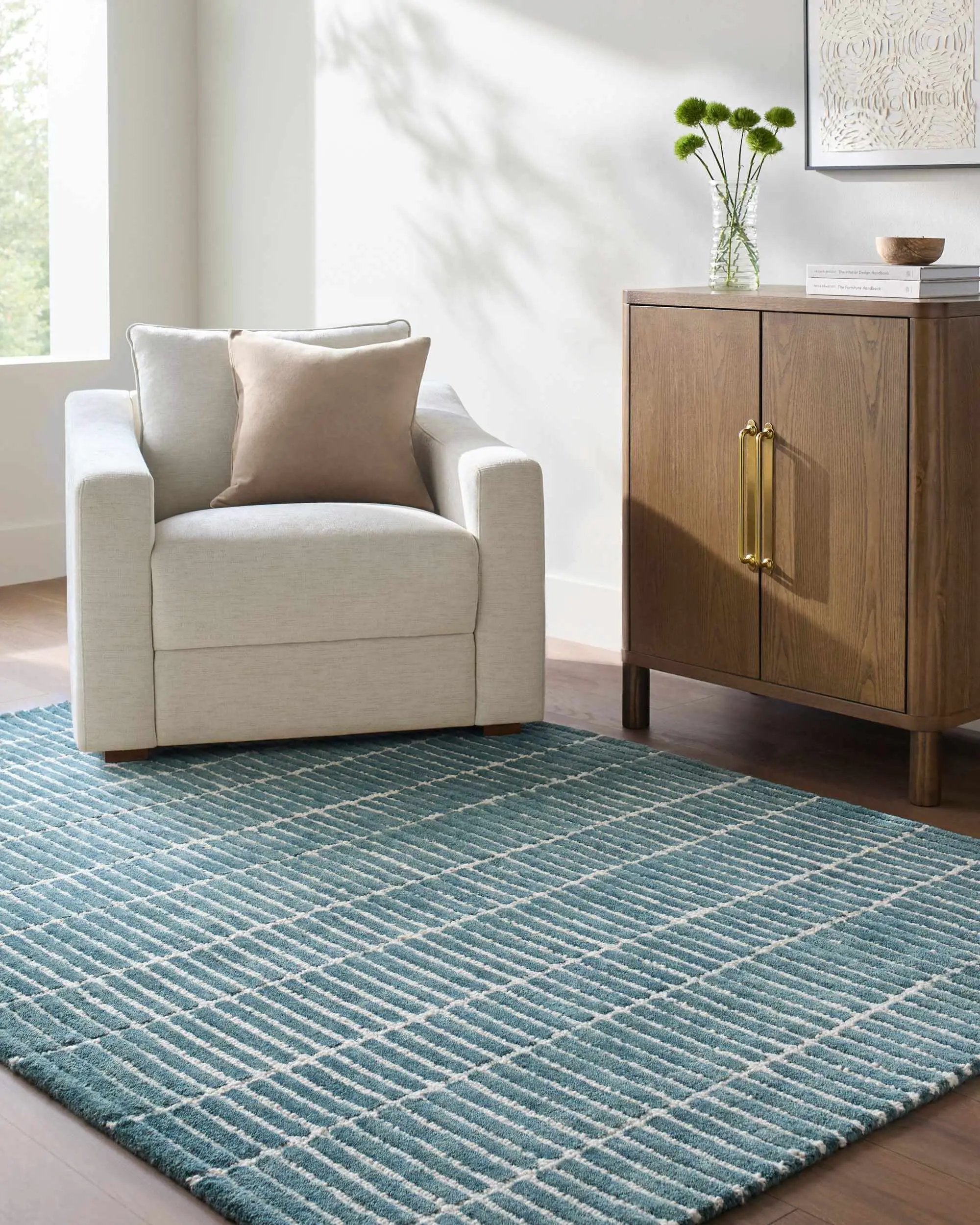 Finial Blue Wool Area Rug by Boutique Rugs