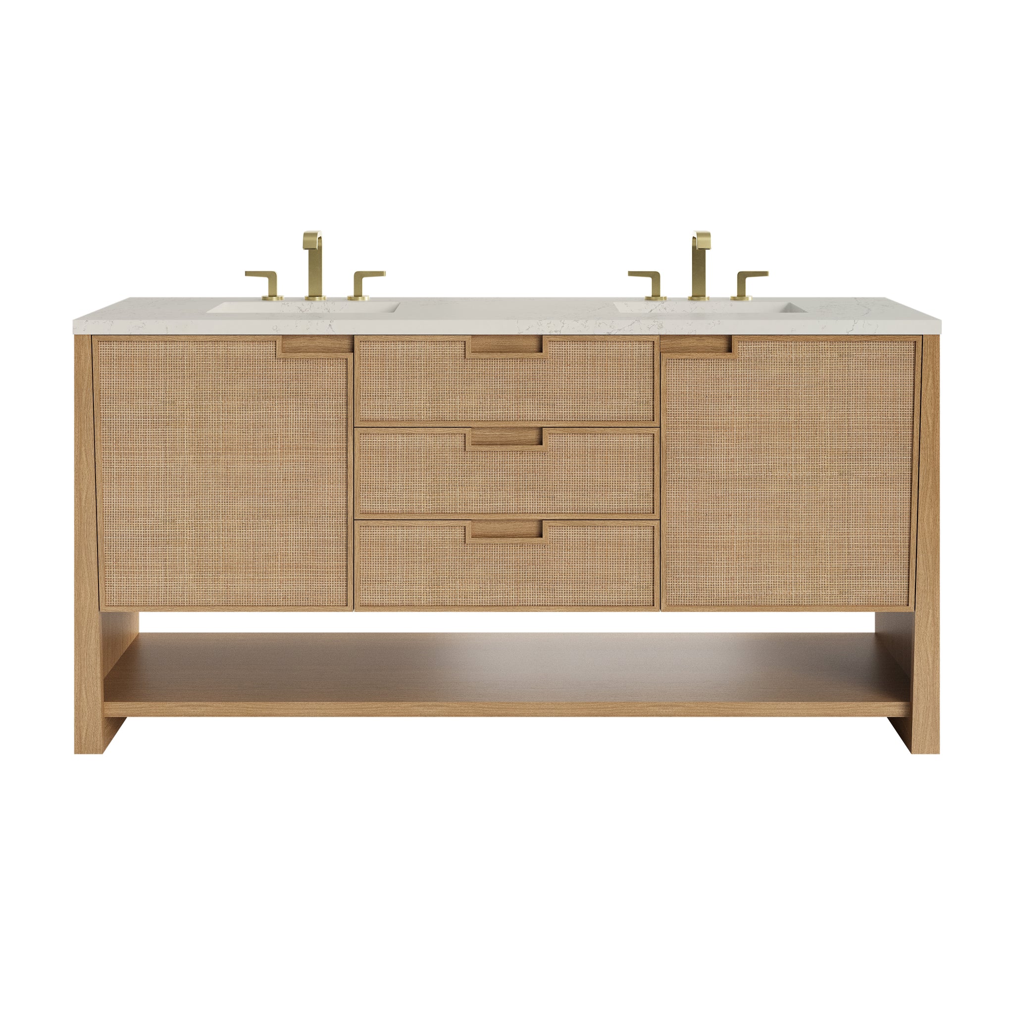 James Martin Solene 72" Double Bathroom Vanity, Seaside Oak with Siberian countertop