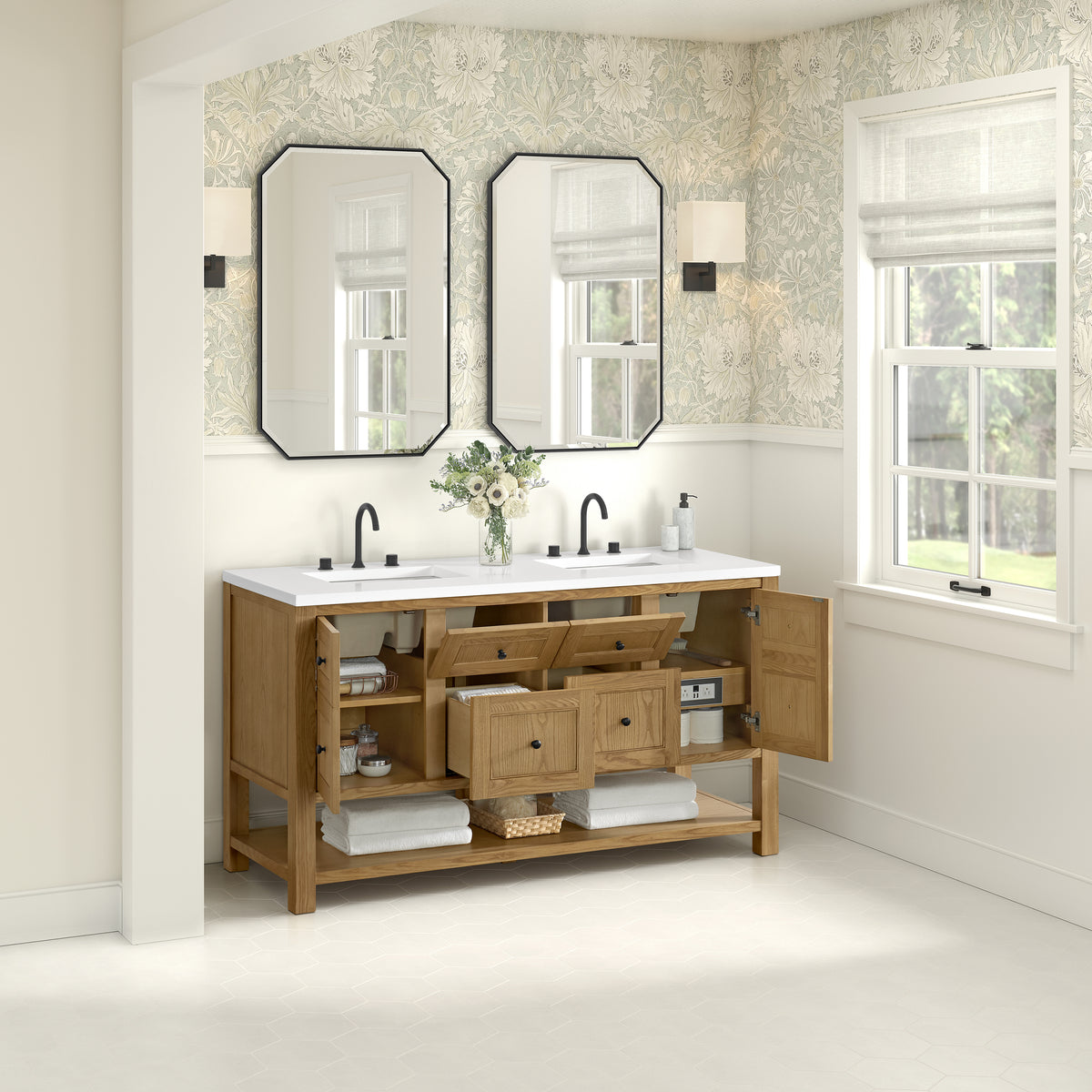 James Martin Breckenridge 60" Double Bathroom Vanity, Light Natural Oak, view 35