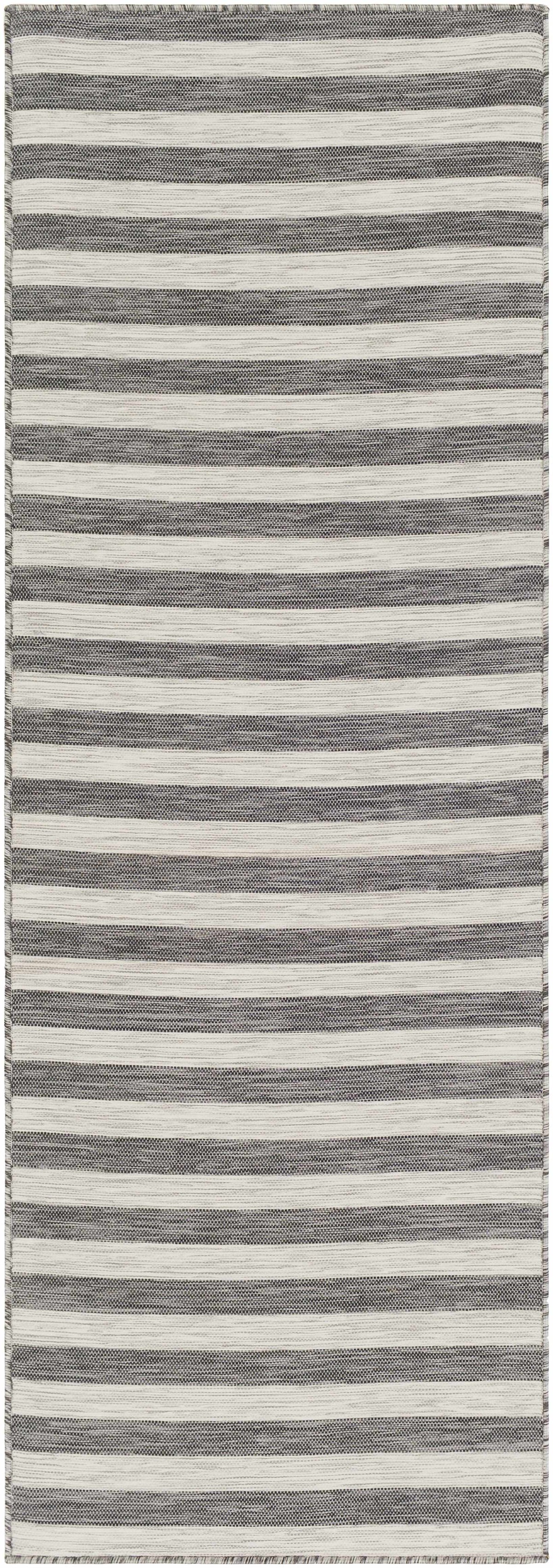 Bongaree Black&Gray Striped Flatweave Outdoor Carpet - Clearance, photo 10 of 13