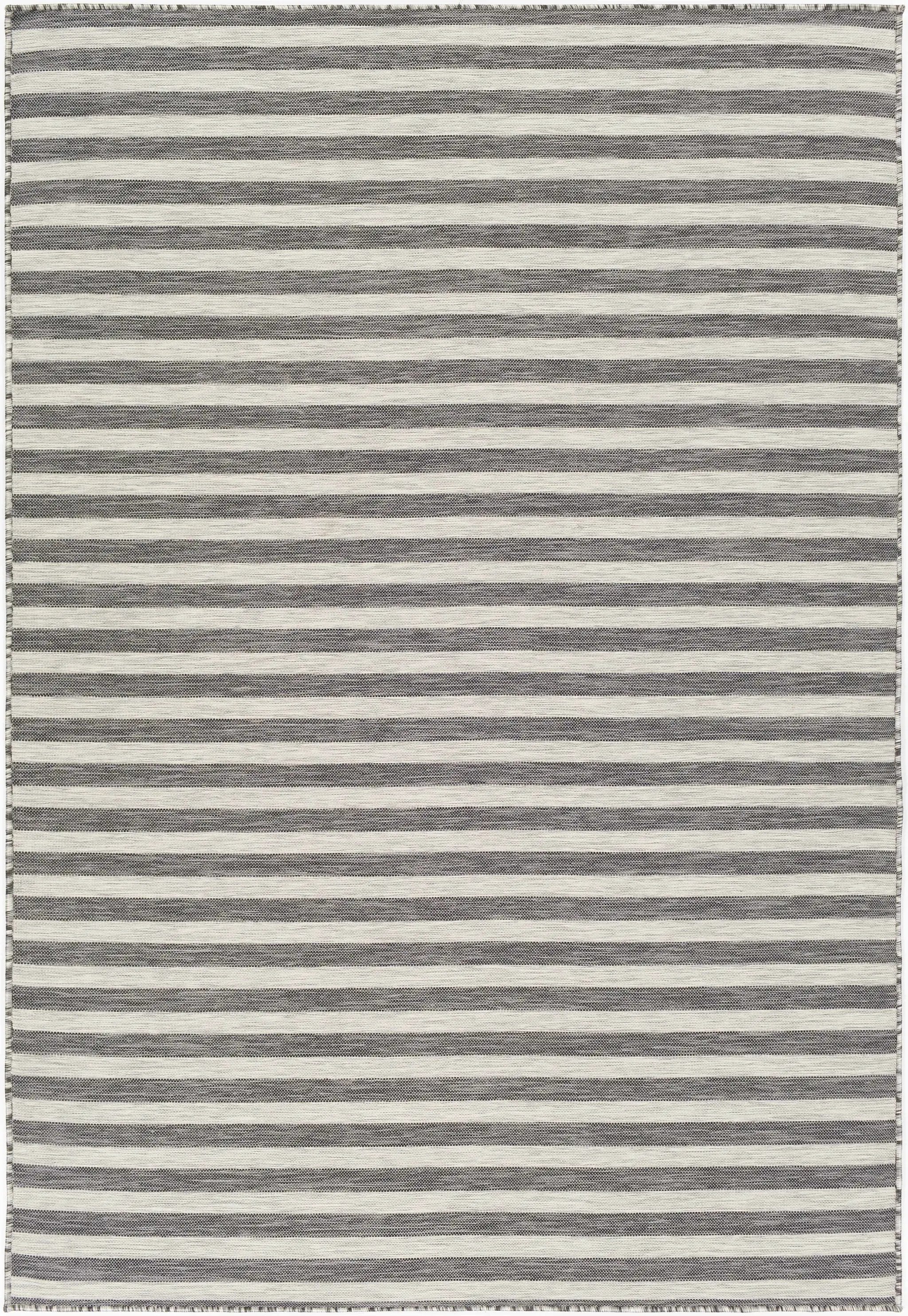 Bongaree Black&Gray Striped Flatweave Outdoor Carpet - Clearance by Boutique Rugs