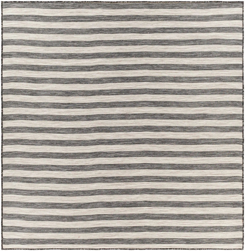 Bongaree Black&Gray Striped Flatweave Outdoor Carpet - Clearance by Boutique Rugs