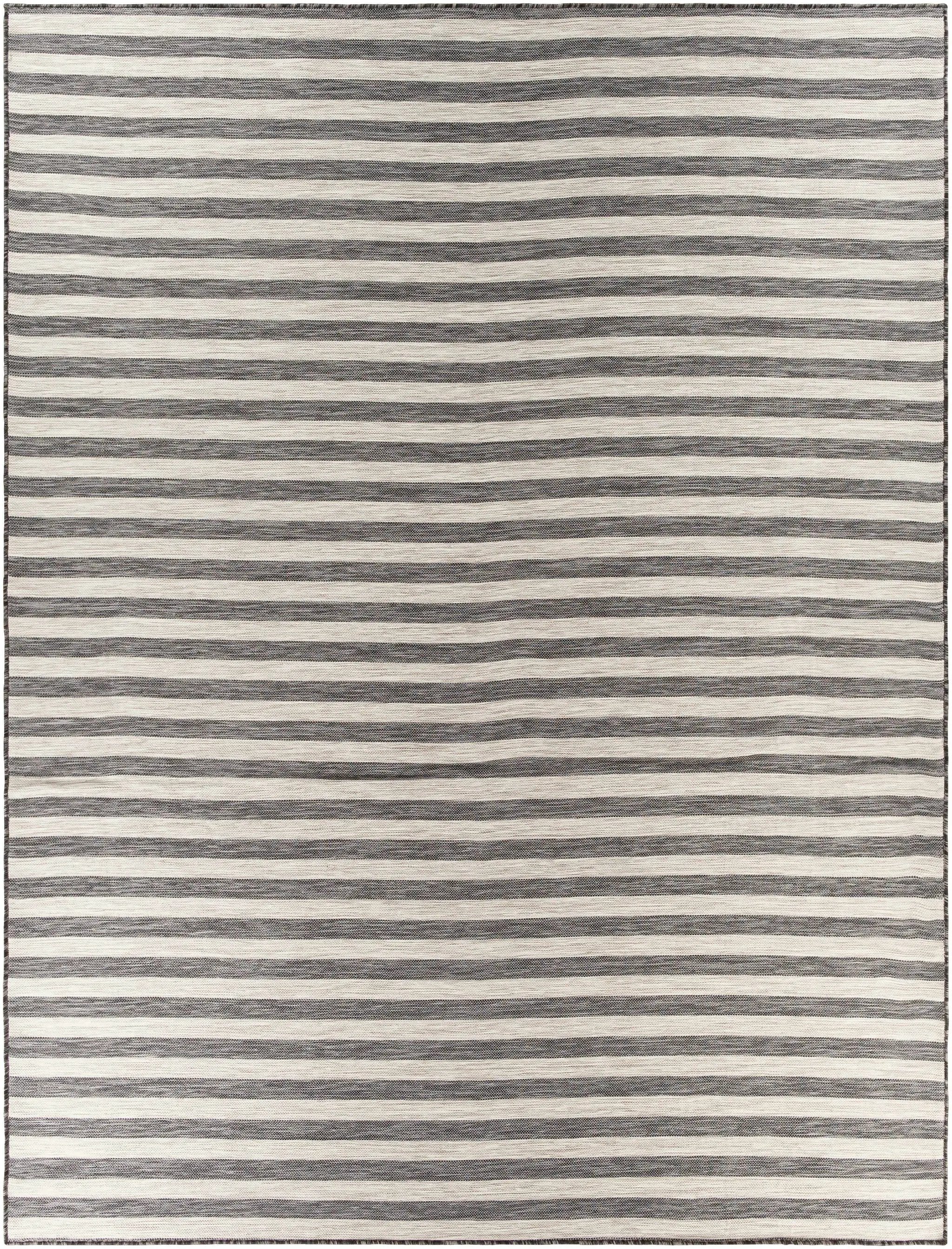 Bongaree Black&Gray Striped Flatweave Outdoor Carpet - Clearance by Boutique Rugs