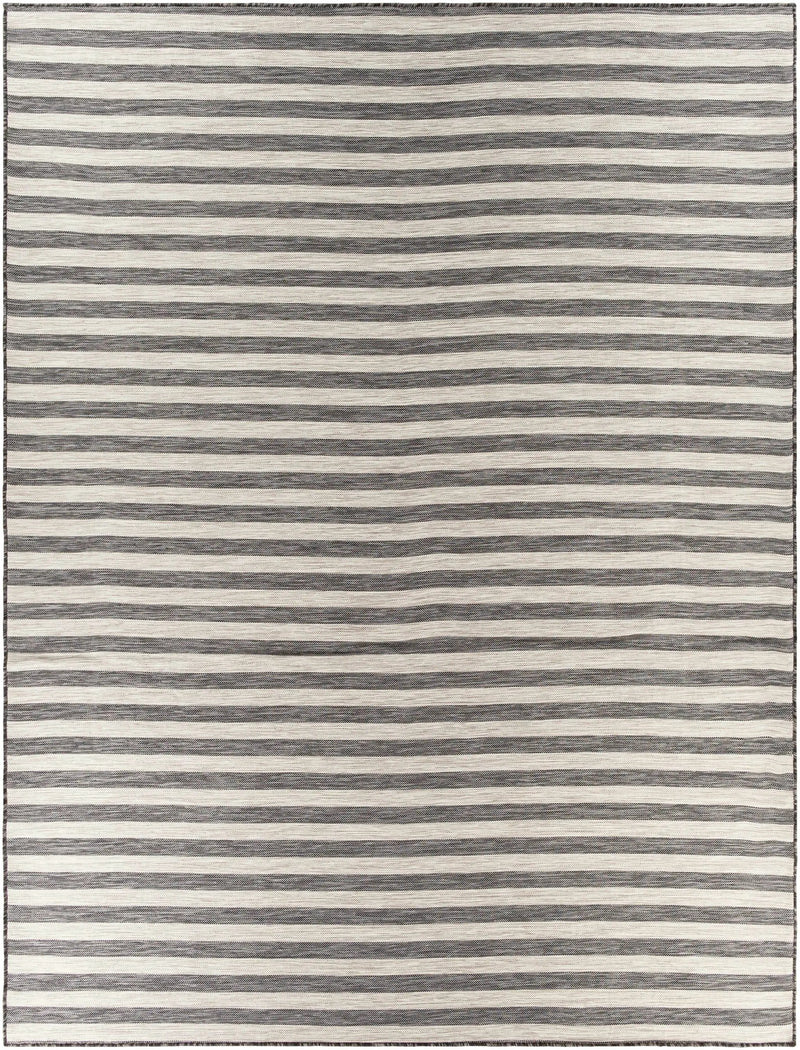 Bongaree Black&Gray Striped Flatweave Outdoor Carpet - Clearance by Boutique Rugs