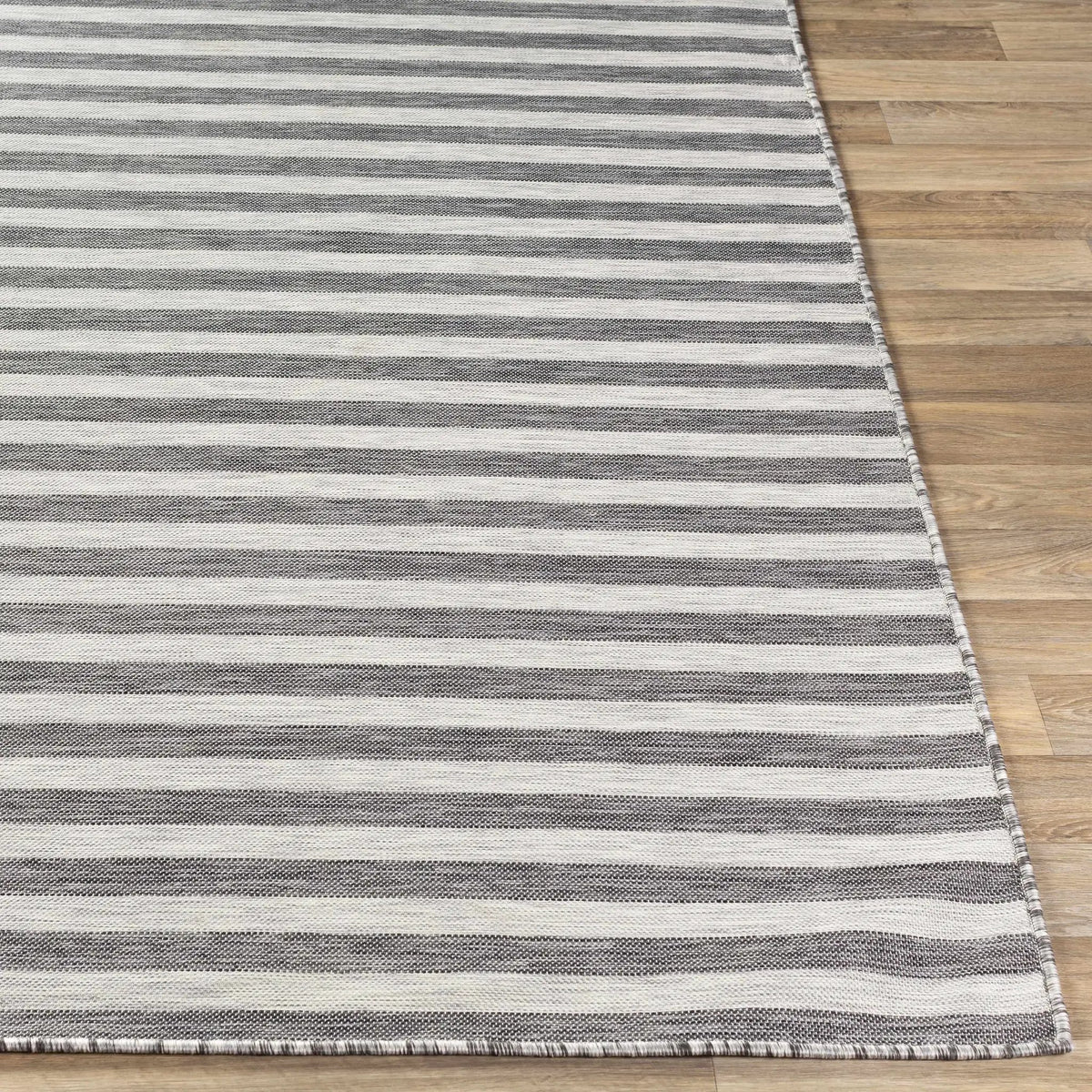 Bongaree Black&Gray Striped Flatweave Outdoor Carpet - Clearance, photo 9 of 13