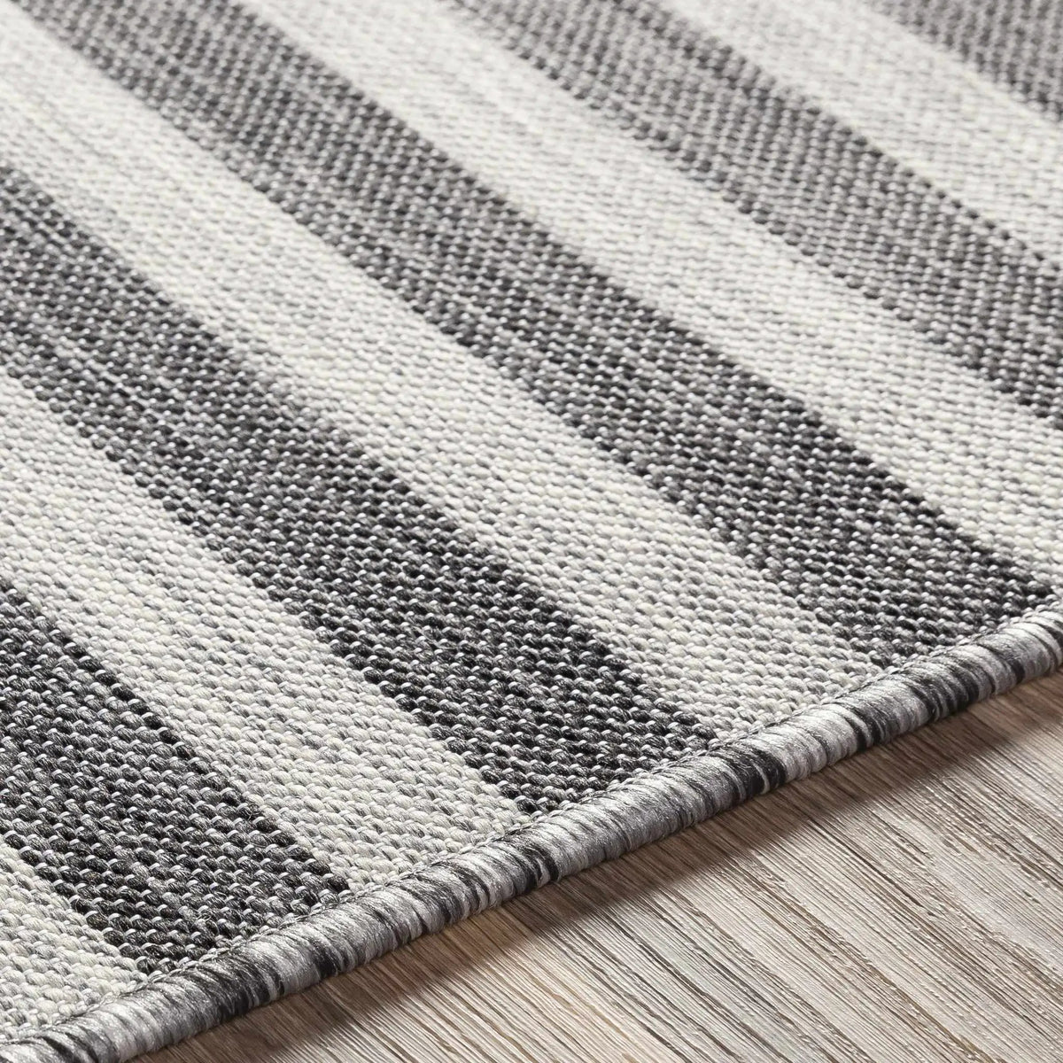 Bongaree Black&Gray Striped Flatweave Outdoor Carpet - Clearance, photo 4 of 13