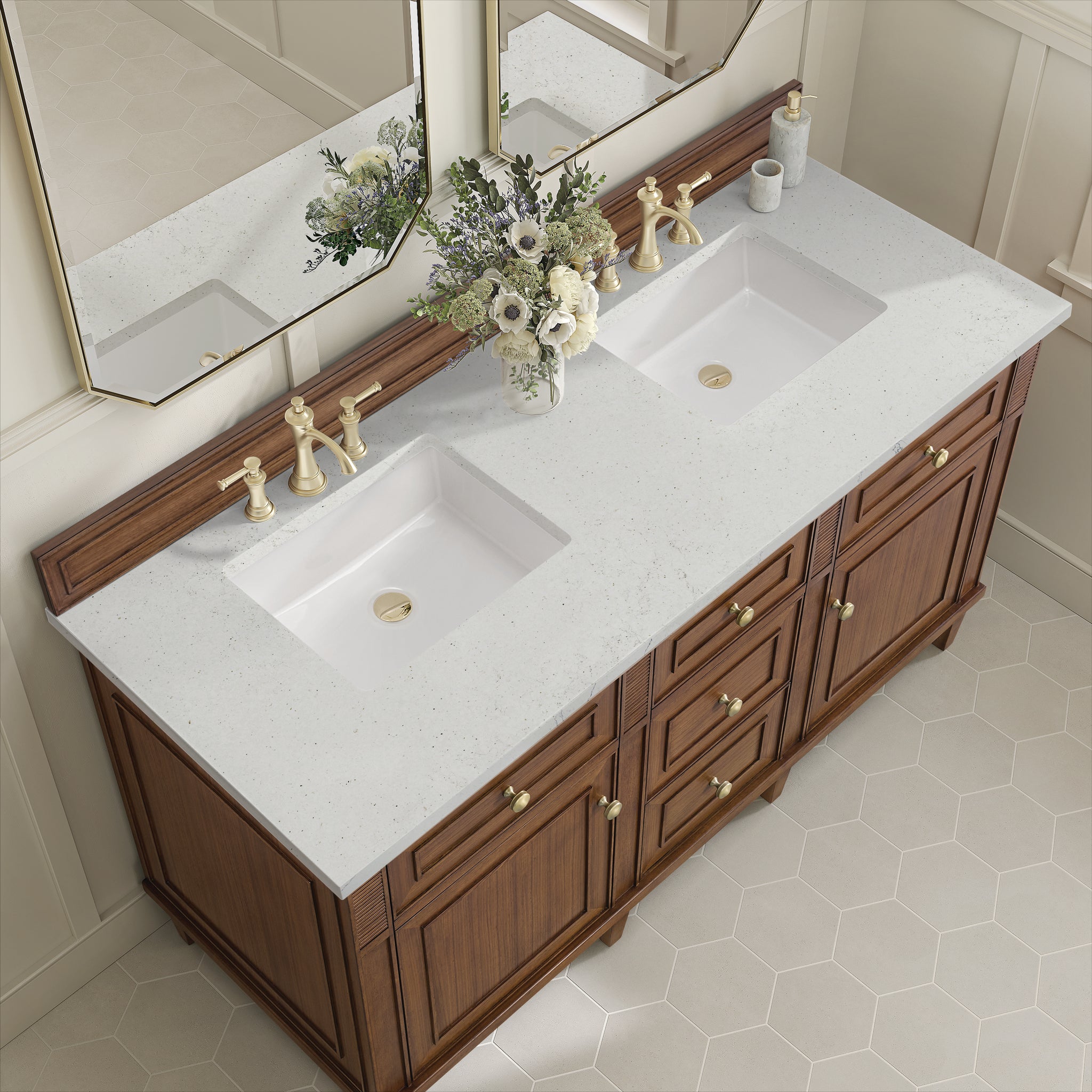 James Martin Lorelai 60" Double Bathroom Vanity, Mid-Century Walnut, view 34