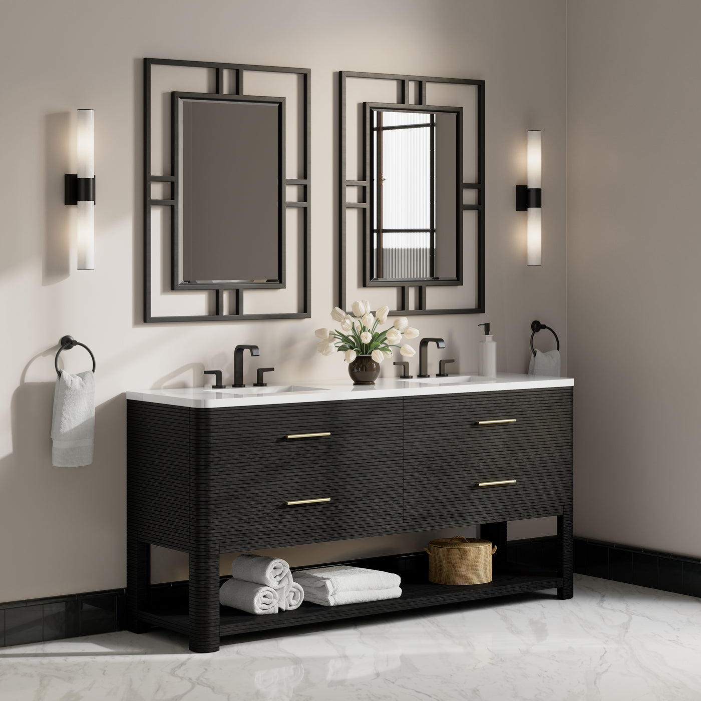 James Martin Lucian 72" Double Bathroom Vanity, Carbon Oak, view 34
