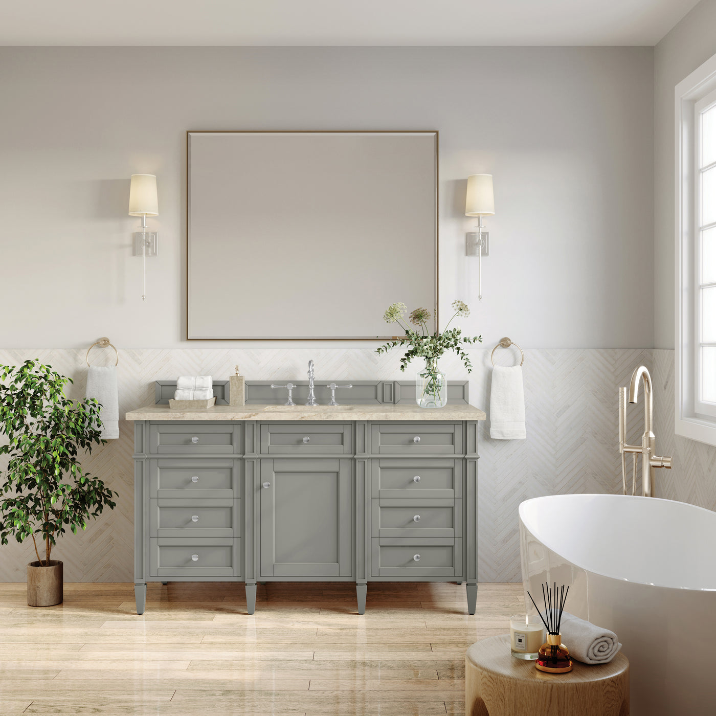 James Martin Brittany 60" Single Bathroom Vanity, Urban Gray, view 36