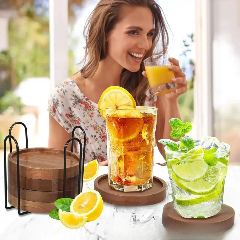 Coasters - Absorbent Wood Set by House Of Avana