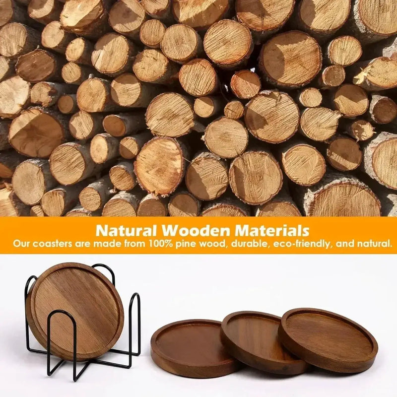 Coasters - Absorbent Wood Set by House Of Avana