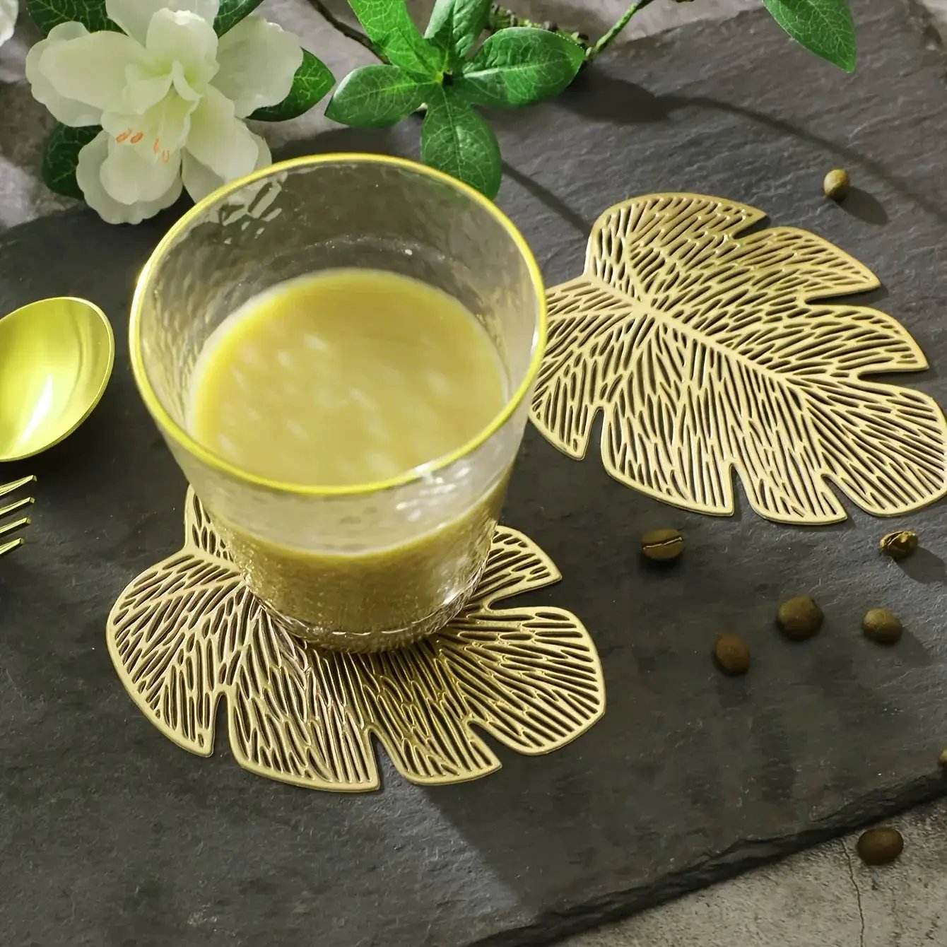 Coasters - Banana Leaf Ceramic Set by House Of Avana