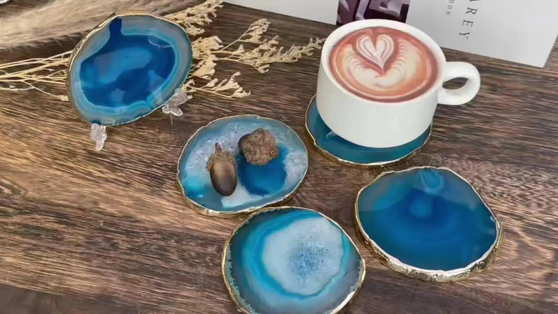 Coasters - Decorative Blue Agate 2pcs by House Of Avana