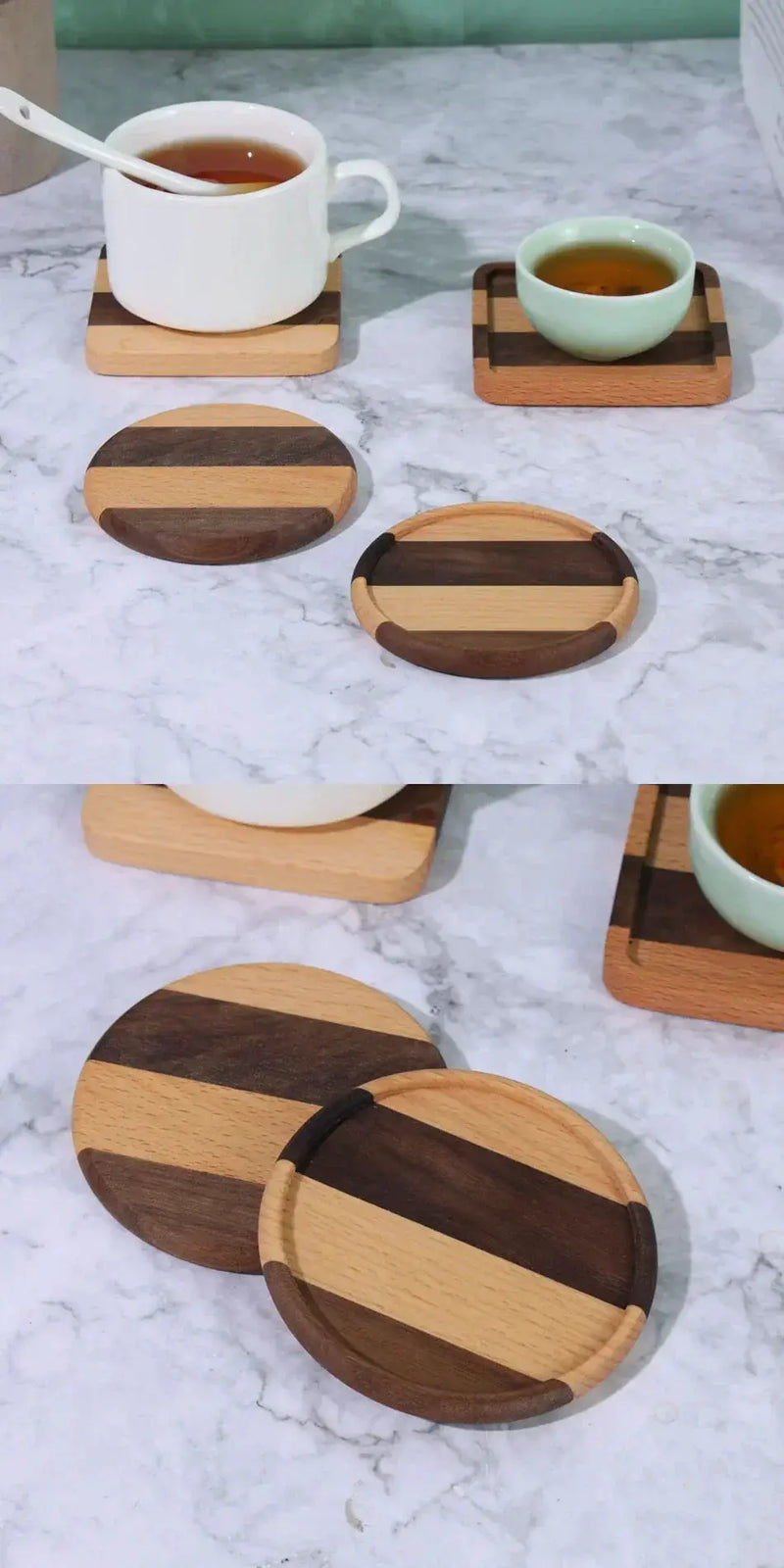Coasters - Heat Resistant Walnut Wood Square by House Of Avana