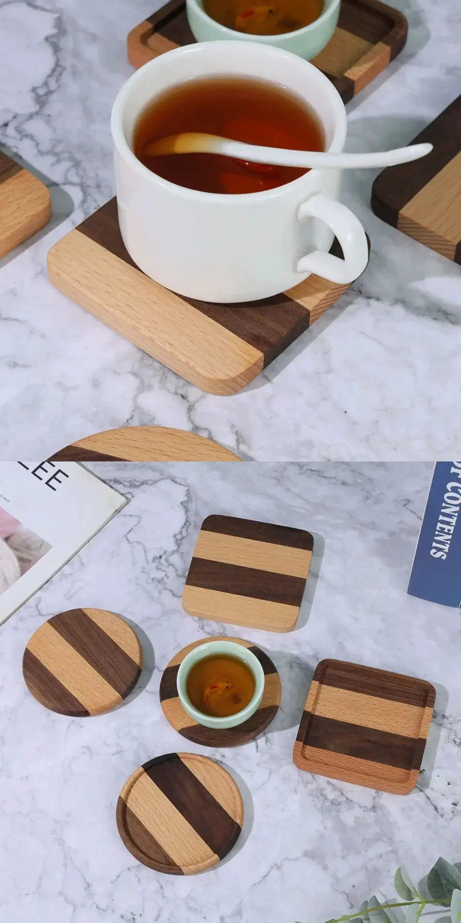 Coasters - Heat Resistant Walnut Wood Square by House Of Avana