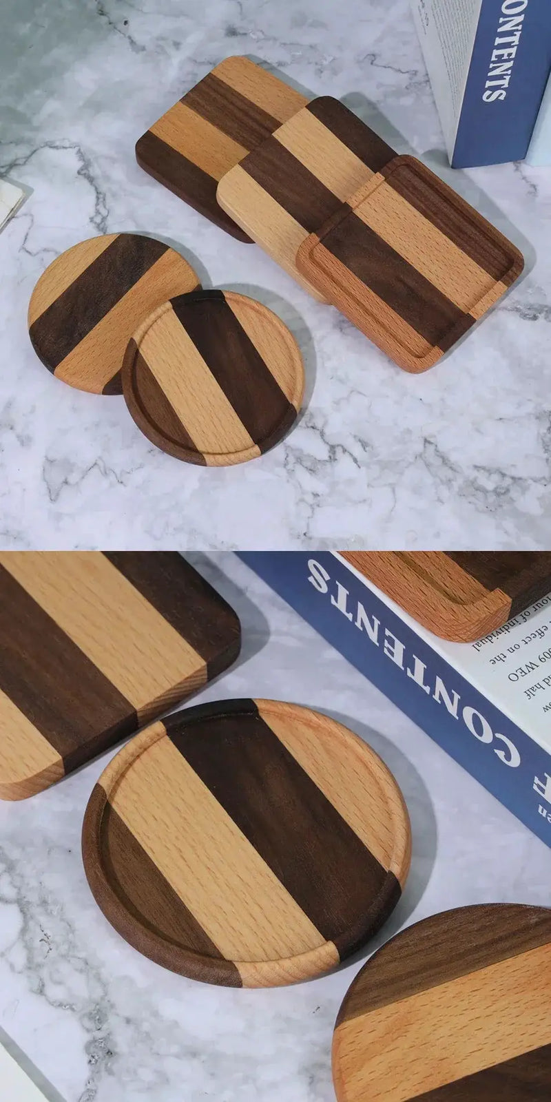Coasters - Heat Resistant Walnut Wood Square by House Of Avana