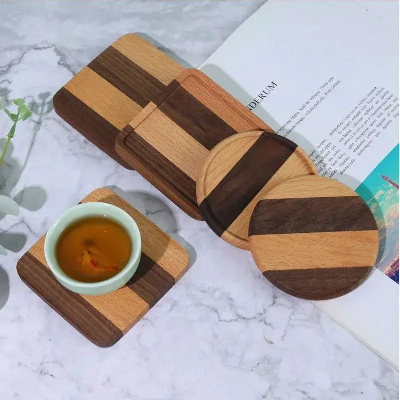 Coasters - Heat Resistant Walnut Wood Square by House Of Avana