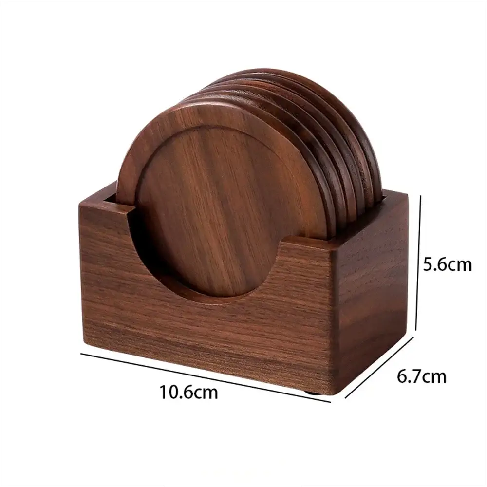 Coasters - Insulated Walnut Wood Round by House Of Avana