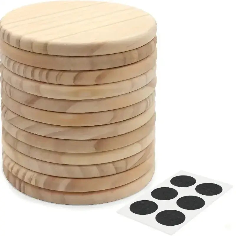 Coasters - Natural Wood Round 4 Inch by House Of Avana