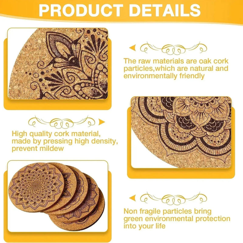 Coasters - Thick Cork 8-Piece by House Of Avana