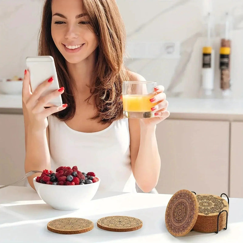 Coasters - Thick Cork 8-Piece by House Of Avana