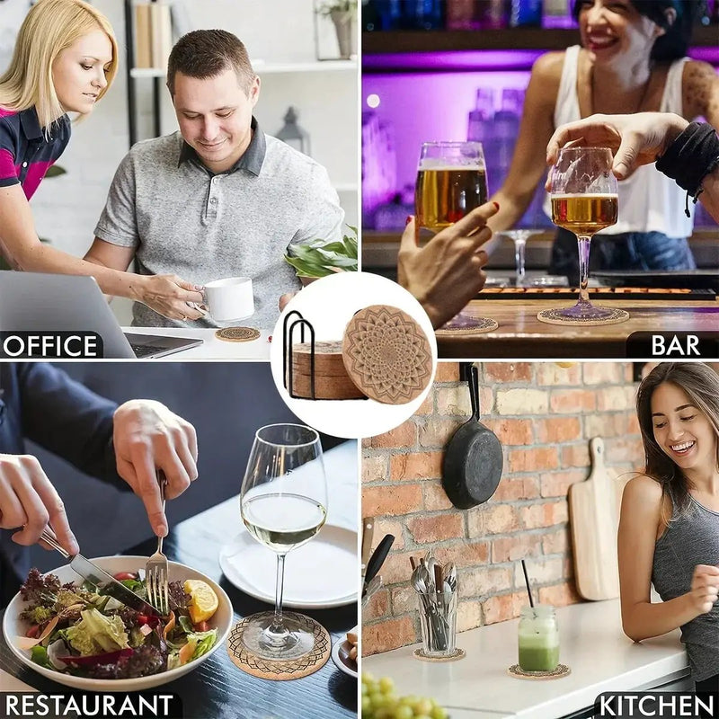 Coasters - Thick Cork 8-Piece by House Of Avana