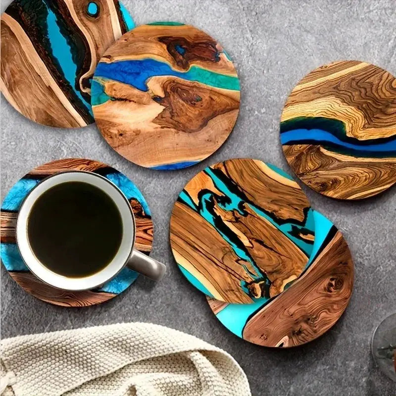 Coasters - Vintage Wooden 6pcs by House Of Avana