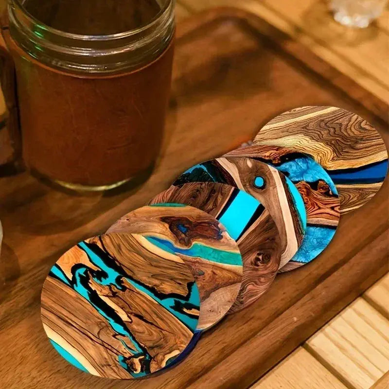 Coasters - Vintage Wooden 6pcs by House Of Avana