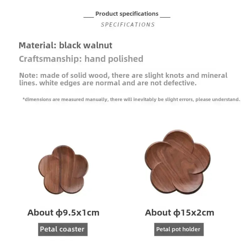Coasters - Wooden Black Walnut Petal by House Of Avana