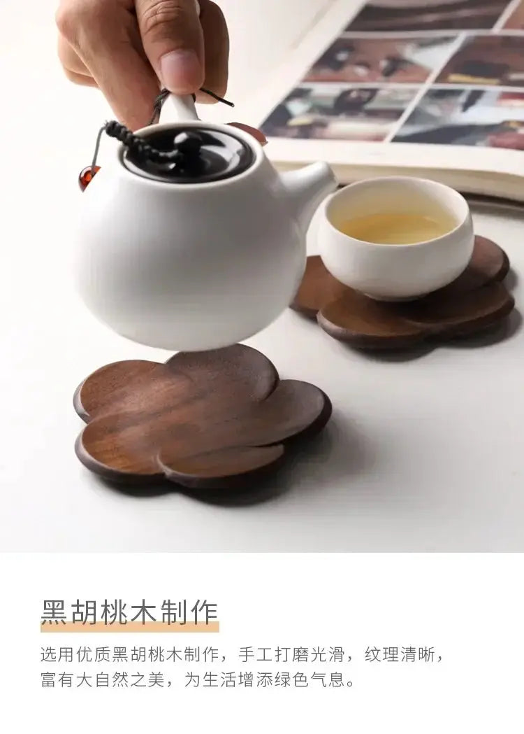 Coasters - Wooden Black Walnut Petal by House Of Avana