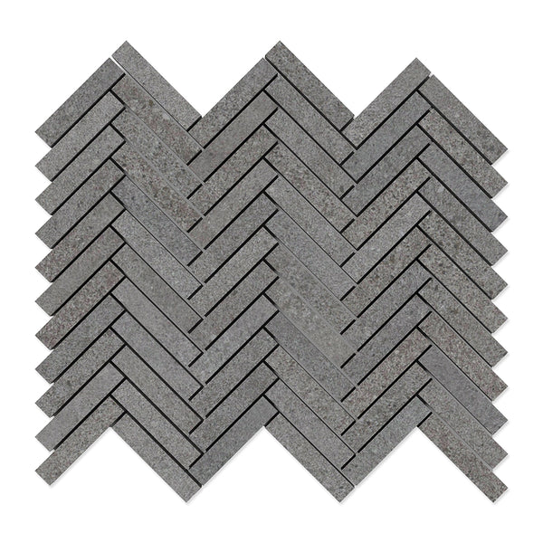 Cobblestone Dark Herringbone 5/8x3 Porcelain Mosaics 10 7/16x12 13/16