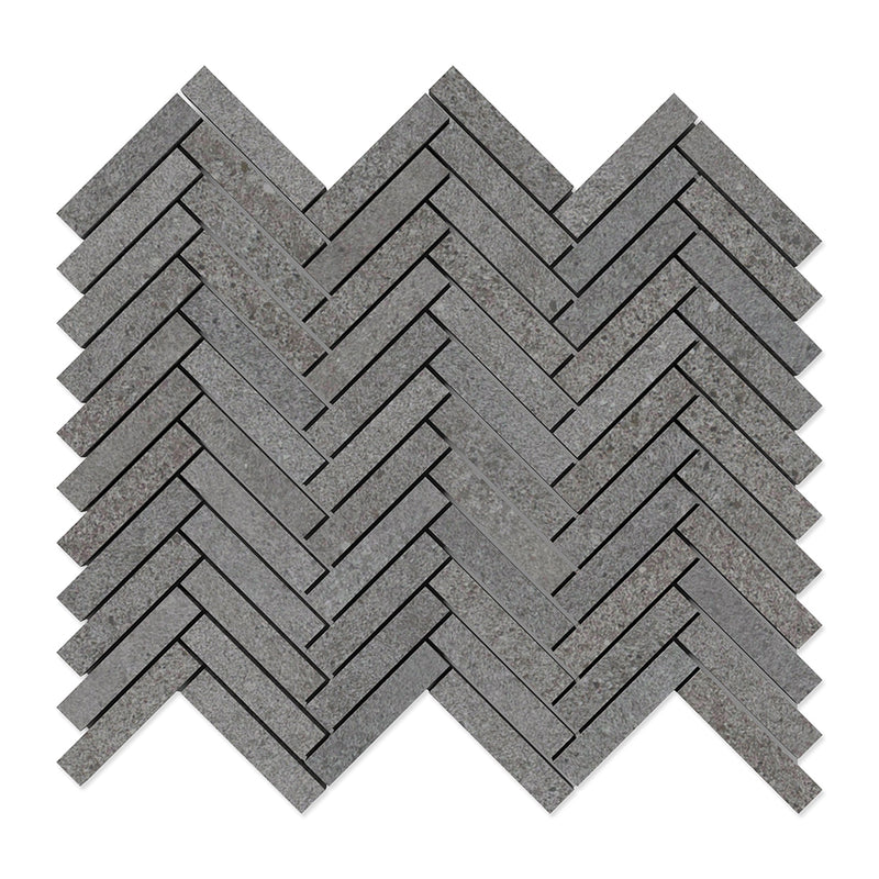 Cobblestone Dark Herringbone 5/8x3 Porcelain Mosaics 10 7/16x12 13/16 Porcelain 12x12 Mosaics