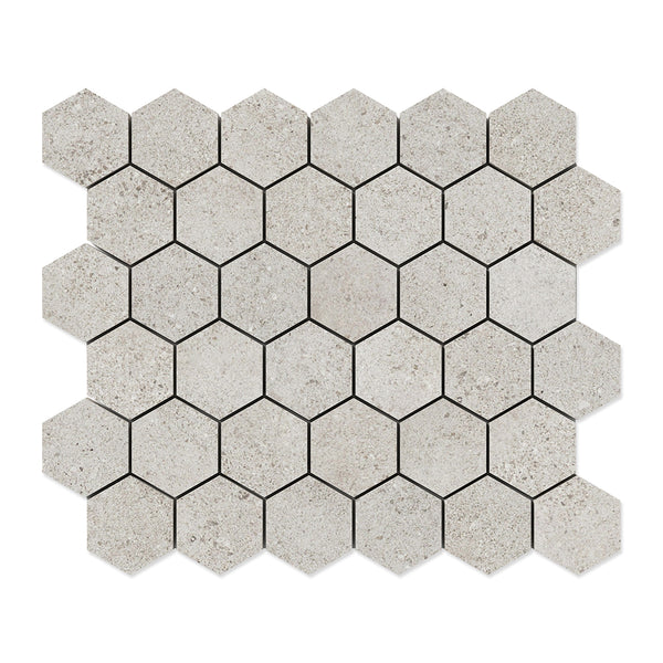Cobblestone Light Hexagon 2 Porcelain Mosaics 10 3/8x12