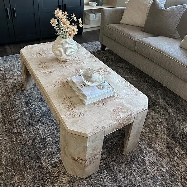 Artisan Burl Wood Coffee Table by Decor Steals