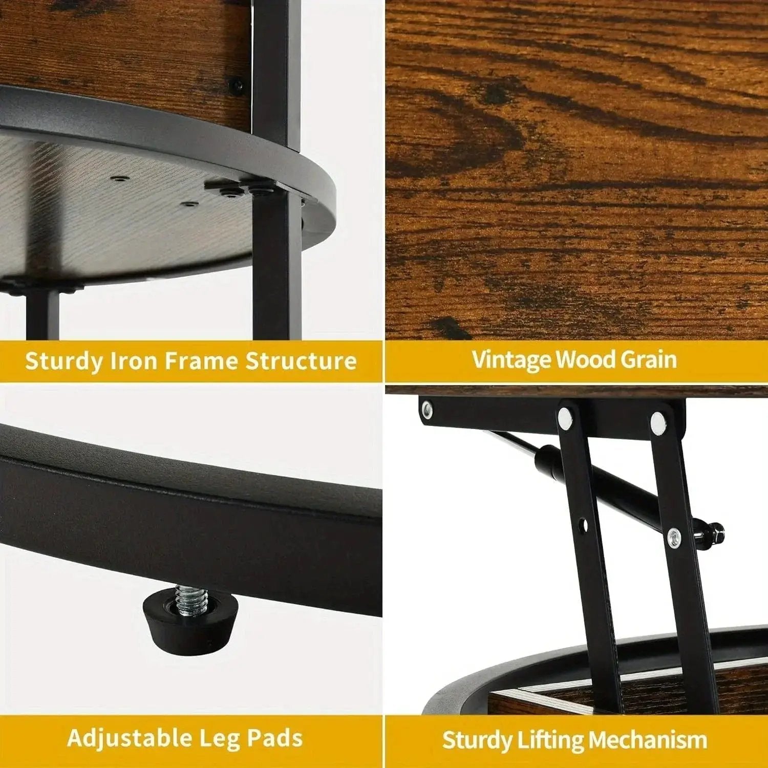 Coffee Table - Adjustable Black 60cm by House Of Avana