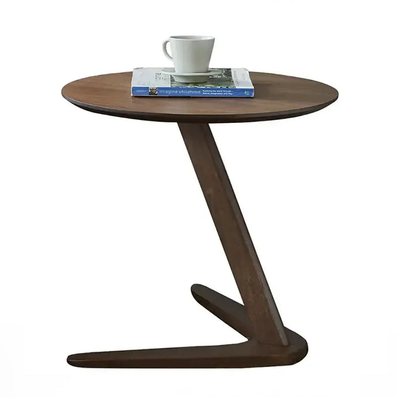 Round Wooden Side Table with Compact C-Shape Design for Small Spaces by House Of Avana
