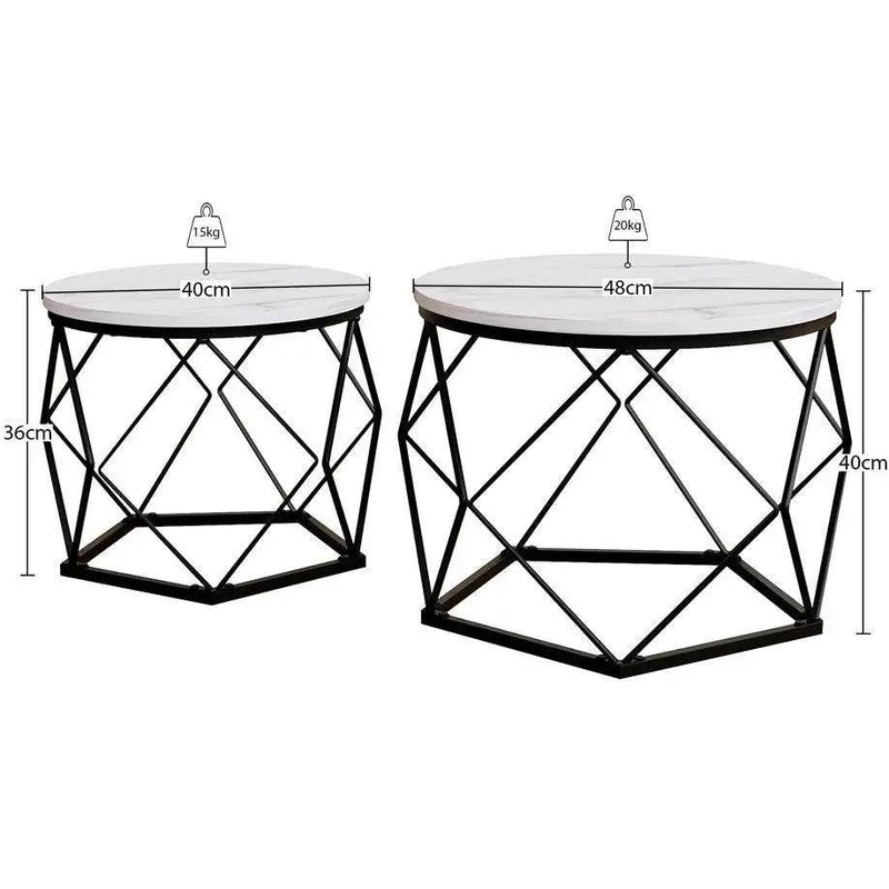 Coffee Table - Geometric Dark Wood Set by House Of Avana