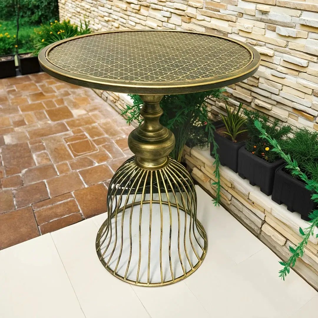 Coffee Table - Industrial Metal Antique Brass by House Of Avana