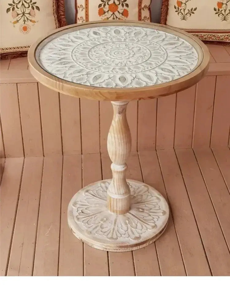 Coffee Table - Small Round Wooden by House Of Avana