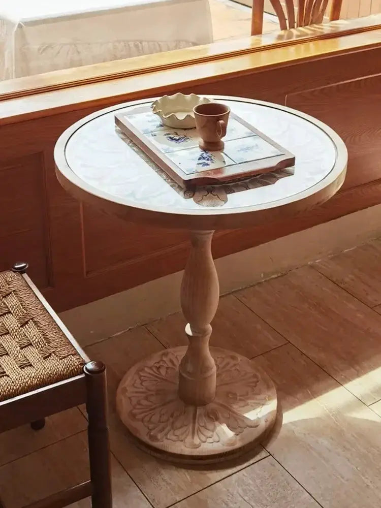 Coffee Table - Small Round Wooden by House Of Avana
