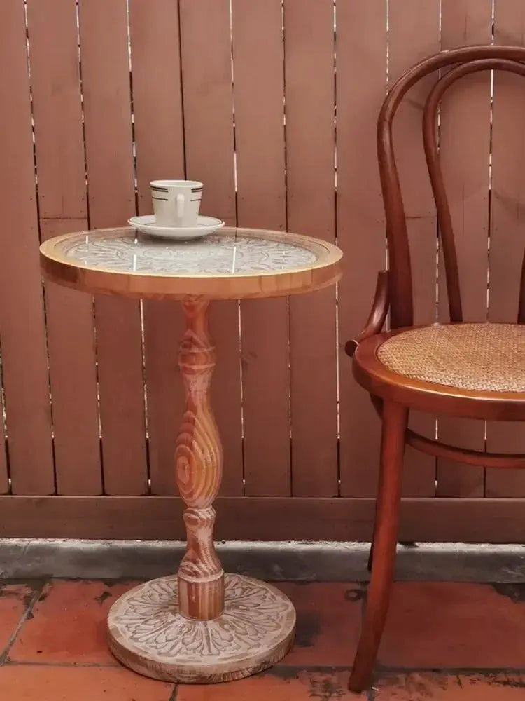 Coffee Table - Small Round Wooden by House Of Avana