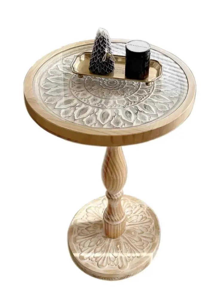 Coffee Table - Small Round Wooden by House Of Avana