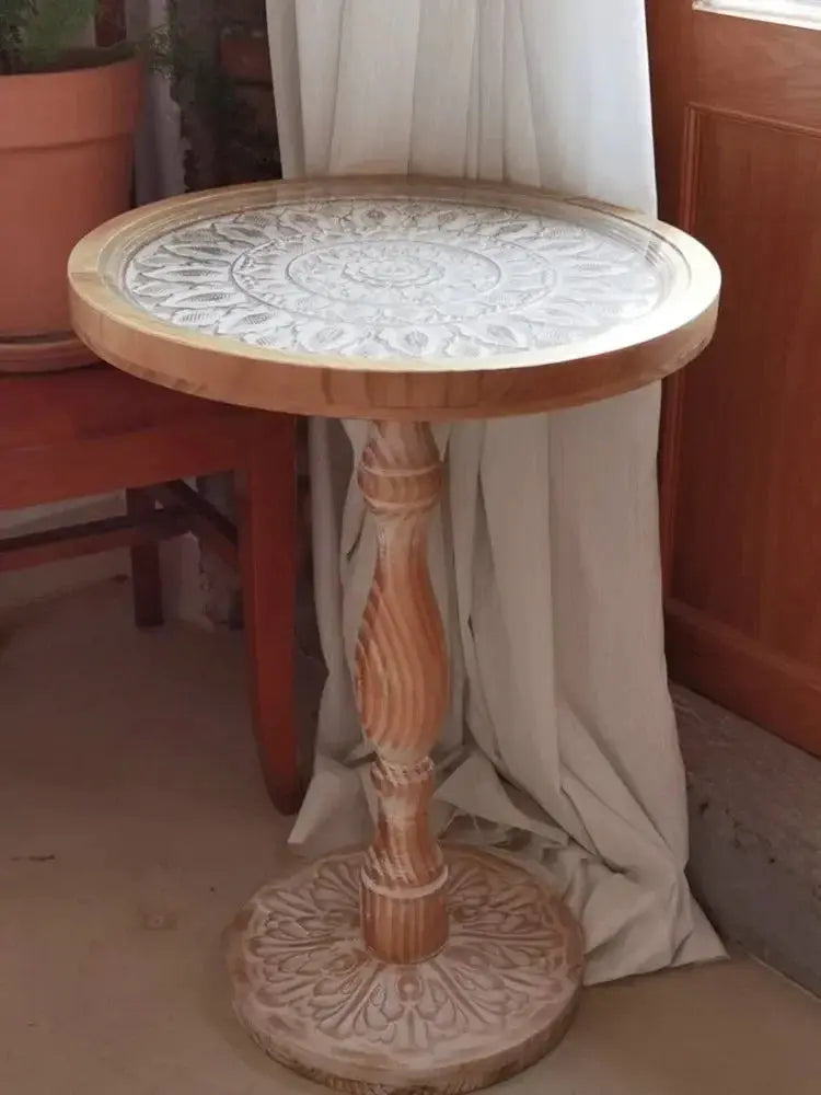 Coffee Table - Small Round Wooden by House Of Avana