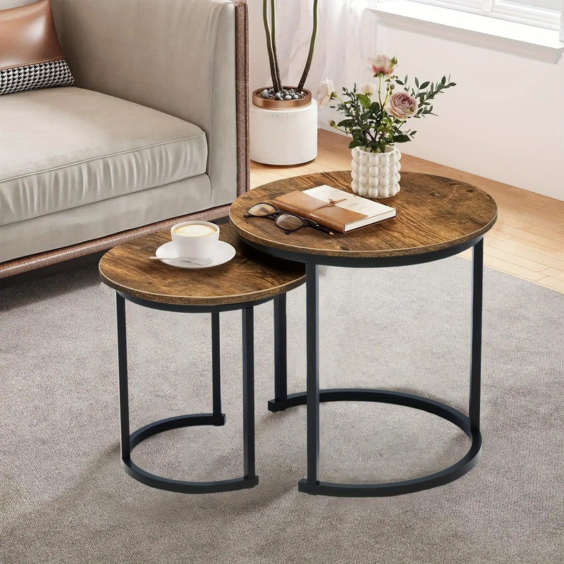 Coffee Table - Wood Grain Wooden Round by House Of Avana