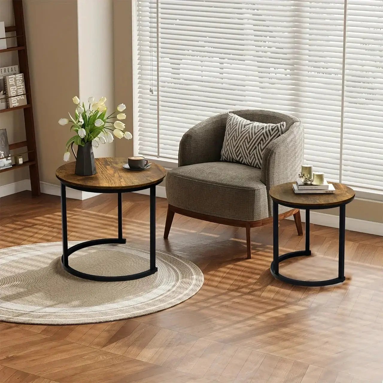 Coffee Table - Wood Grain Wooden Round by House Of Avana