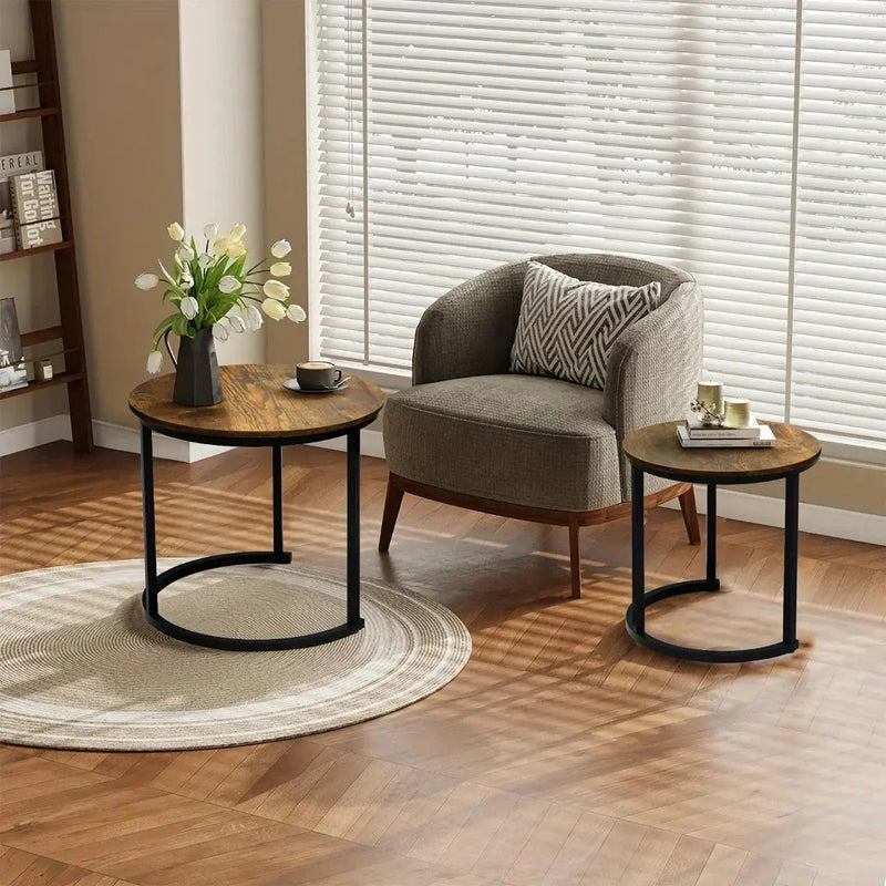 Coffee Table - Wood Grain Wooden Round by House Of Avana